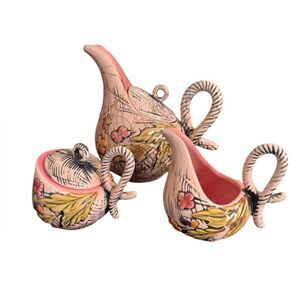 1950s Hull Pottery "Blossom Flite" Tea Service- 3 Pieces Mid Century